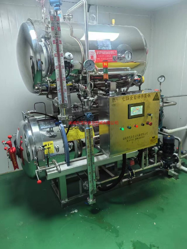 午餐肉魚罐頭噴淋殺菌鍋牛肉干咸鴨蛋鹵雞爪全自動雙層水浴殺菌鍋省人工產(chǎn)量大